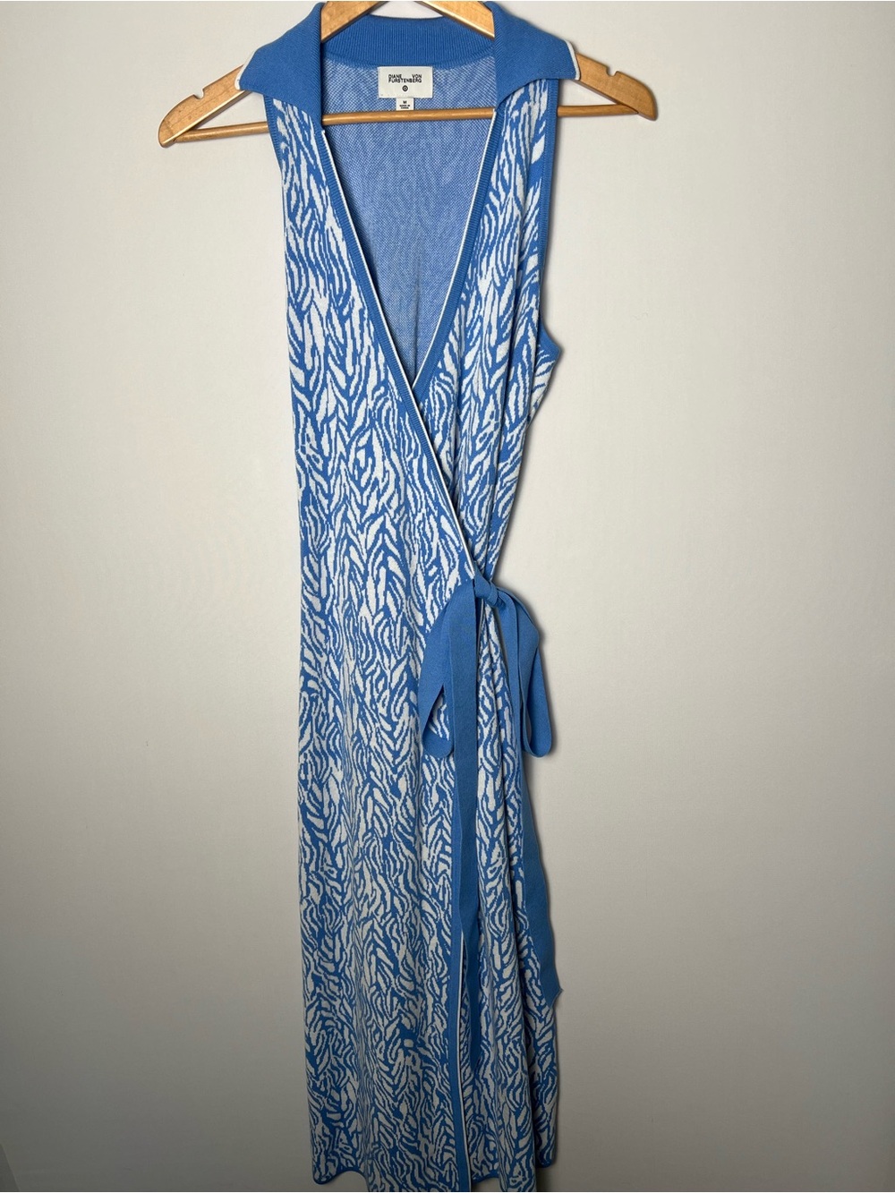 Diane Von Furstenberg DVF x Target Sweater Midi Wrap Dress Sea Blue Size M